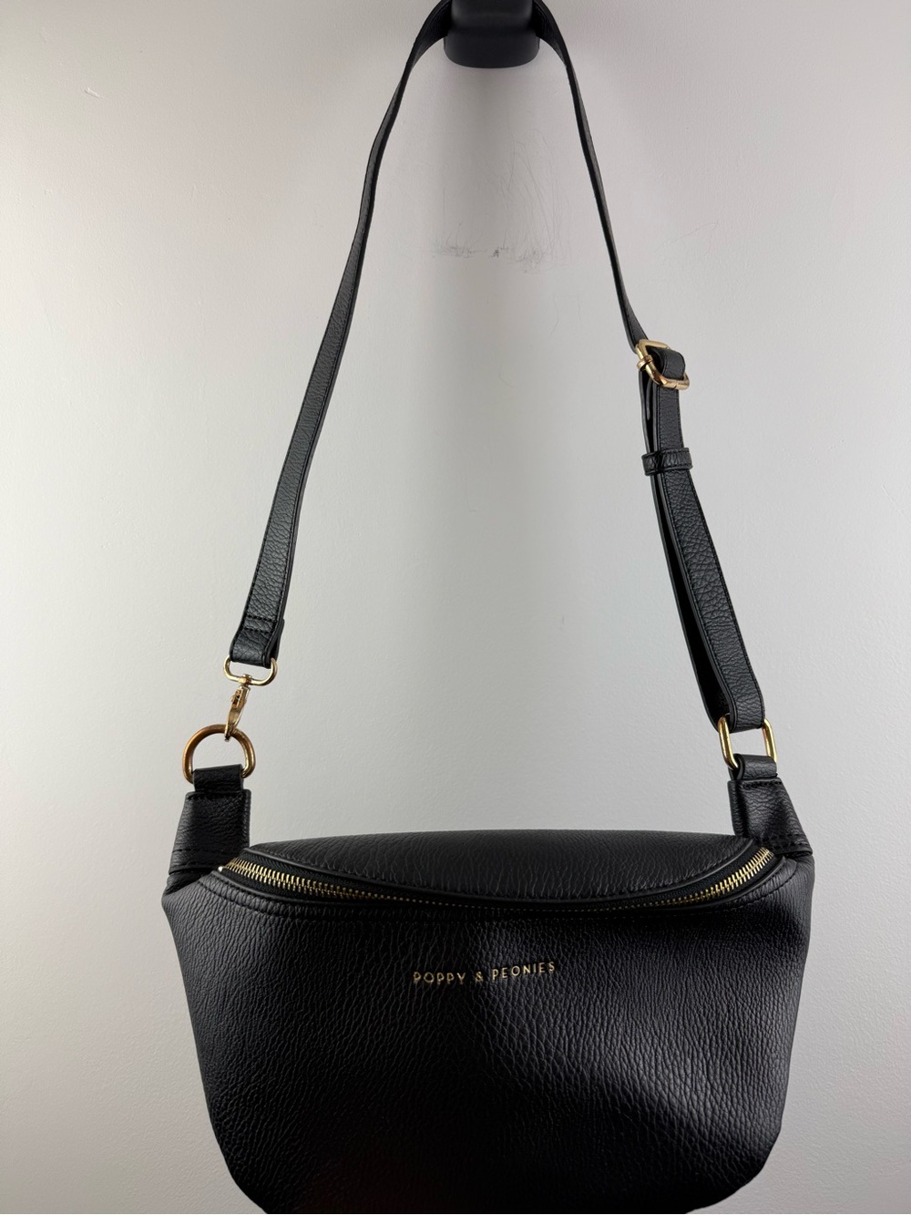 Poppy & Peonies Black Large Sidekick Crossbody Bag